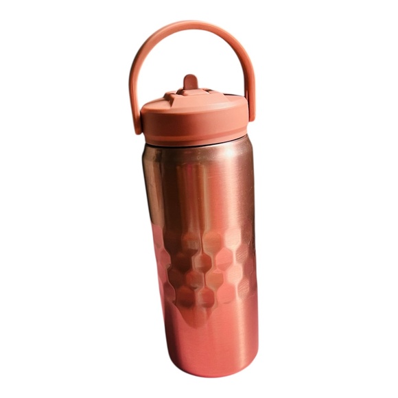 Rose Gold Water Bottle With Straw - Picture 1 of 3
